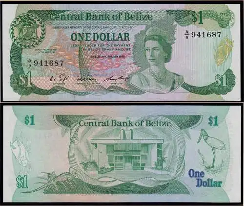 Belize - 1 Dollar Banknote 1.1.1986 Pick 46b UNC (1)    (d109