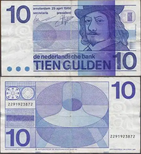 Niederlande - Netherlands 10 Gulden 25-04-1968 Pick 91b F/VF (3/4)   (d232