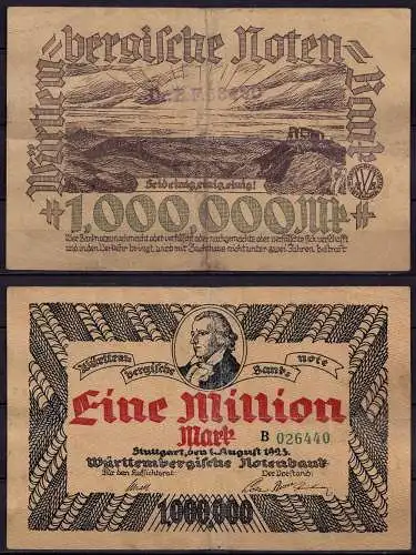 Württemberg Notenbank 1-Million Mark 1923 ca. VF Ro WTB18 Pick PS87    (d238