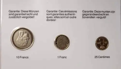 Belgien - Belgium 10 Francs/1972 1 Francs/1990 25 Centimes/1973 stgl.   (d552