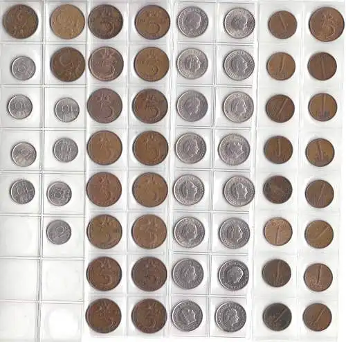 Niederlande 59 Stück Kursmünzen viele verschiedene Jahrgänge Gelegenheit  (R843