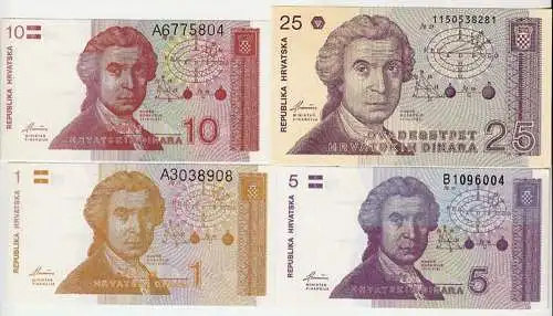 Kroatien - Croatia - 1, 5. 10, 25 Dinara 1991 UNC (1)    (d677