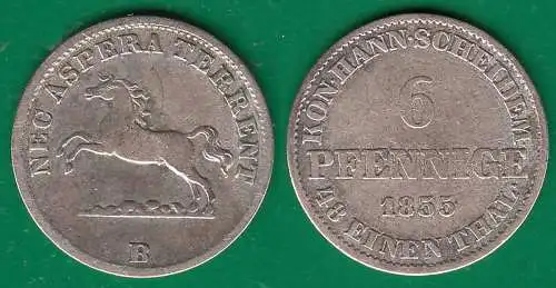 Braunschweig-Calenberg-Hannover 6 Pfennig 1855 B Georg V. 1851-1866   (32535