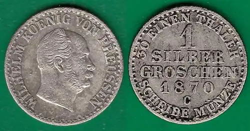 Brandenburg-Preussen 1 Silbergroschen 1870 C Wilhelm I. 1861-1888  (32531