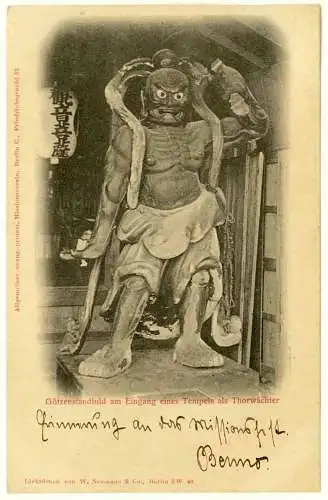 AK Lichtdruck Götzenstandbild Eingang eines Tempels als Thorwächter 1901