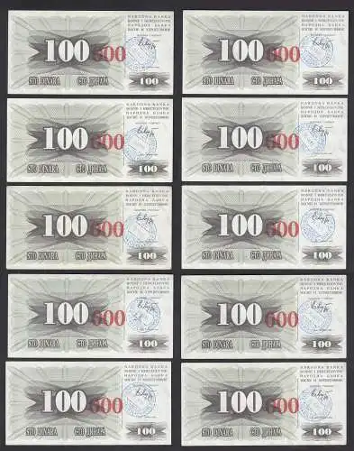 BOSNIEN - HERZEGOVINA 10 St. á 100.000 Dinara 15.10.1993 Pick 56f VF/XF (2/3) 