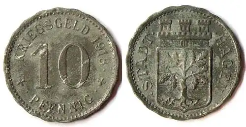 Germany Hagen City 10 Pfennig 1917 Notgeld Kriegsgeld zinc Funck 184.3  (r1091