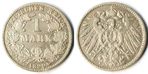 1 Mark Jäger 17 Silber Münze großer Adler 1899 J   (r1298