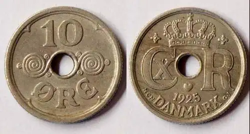 DÄNEMARK - DENMARK 10 Oere 1925 Christian X. (1912-1947)   (r762