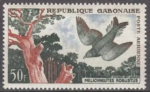 Gabun 1961 Mi. 166 Vögel Bird Fauna 50 Fr. Briefmarke postfrisch MNH    (70559