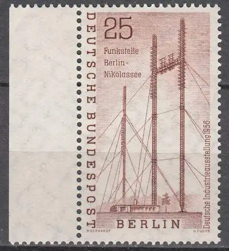 Berlin 1956 Mi.157 postfrisch MNH 25 Pfg. Antennenmasten Industrie Ausstellung
