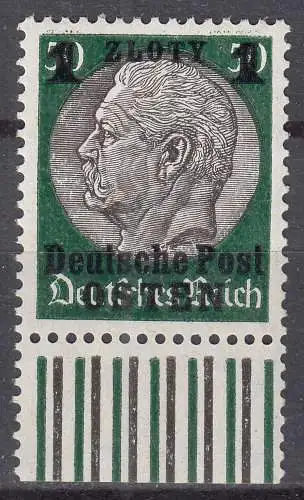 Generalgouvernement 1939 Mi.12 postfrisch MNH 1 Zl. auf 50 Pfg.     (70568