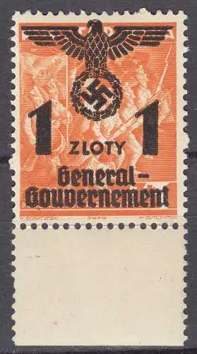 Generalgouvernement 1940 Mi.27 * ungebraucht MH Überdruck 1 Zl. auf 1 Zl. (70573