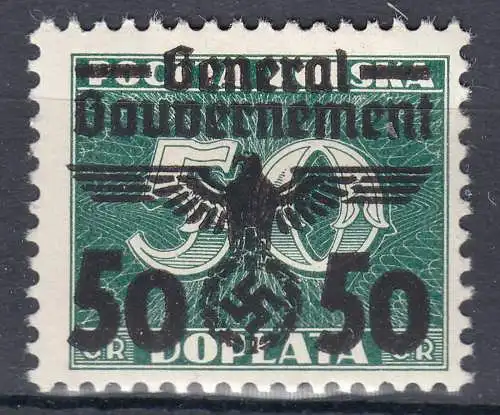 Generalgouvernement 1940 Mi.38 * ungebraucht MH Überdruck 50 auf 50 Gr.   (70579