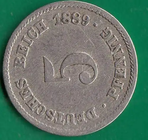 5 Pfennig Kaiserreich EMPIRE kl. Adler 1889 G Jäger 3 tiefer stehende 9   (32614