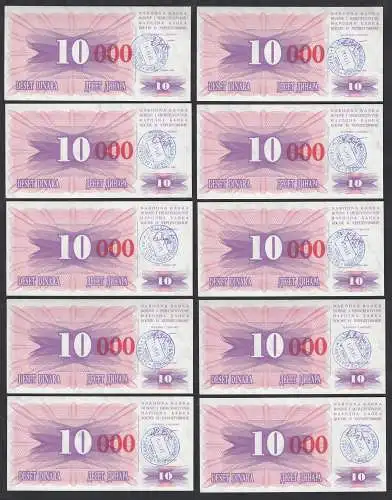 Bosnien-Herzegowina - 10 Stück á 10-tausend Dinara 19.10.1993 Pick 53f UNC (1) 