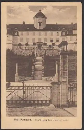 AK Bad Gottleuba Haupteingang zum Genesungsheim 1920 nach Chemnitz   (32593