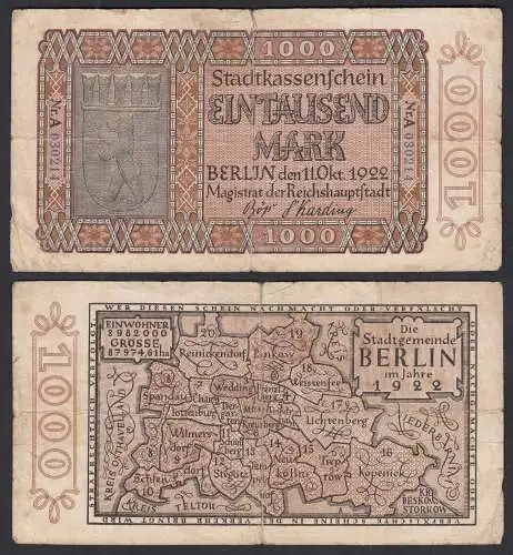 Berlin Stadt 1922 1000 Mark Notgeld    (32637