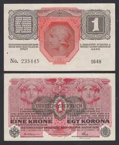 Österreich - Austria 1 Krone 1916 (1919) Pick 49 XF (2)     (32620