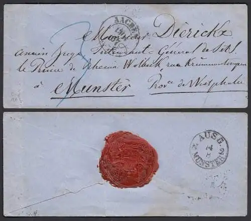 Aachen ca. 1867 Umschlag nach Münster Wolbeck   (32418
