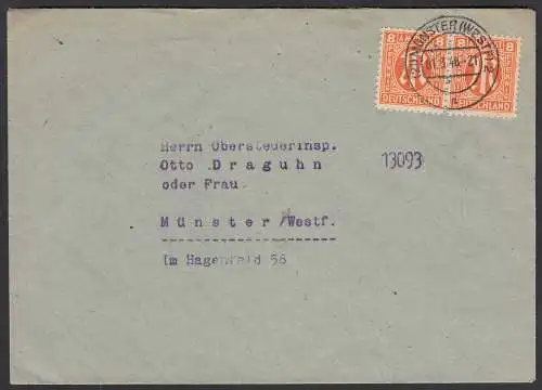 1946 AM Post 8 Pfennig Mef Frankatur Paar Münster Ortsbrief  (32193