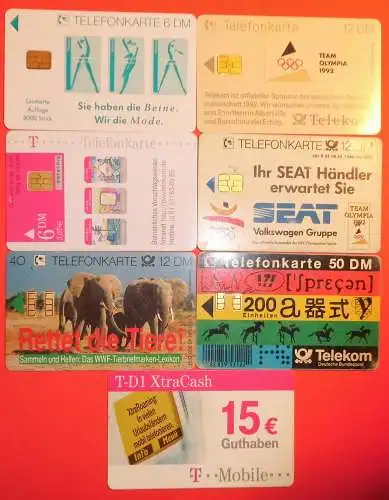 7 Stück alte Telefonkarten Telekom Gelegenheit   (91008