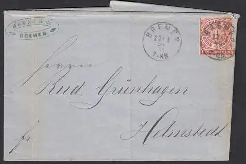 NPD Norddeuscher Bund Brief 1871 Bremen nach Helmstedt mit Inhalt   (32573  