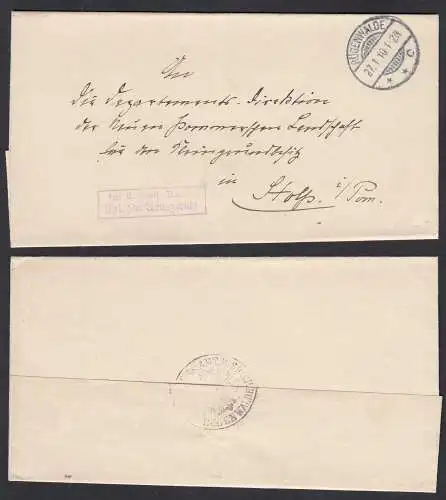 RÜGENWALDE Frei lt.Avers. Pr. Amtgericht 1910 nach Stolp Pommern Umschlag (32498