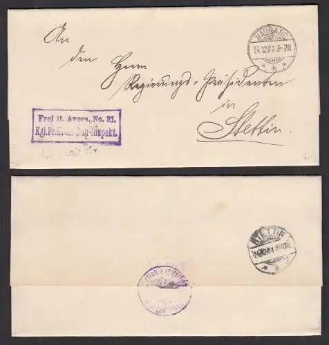 NAUGARD Frei lt.Avers. Kreis-Bau-Inspekt. 1901 nach Stettin Umschlag   (32499