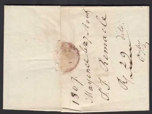 1807 MAYENCE 100 (MAINZ) seltener Altbrief nach VERVIERS Belgien mit Inhalt
