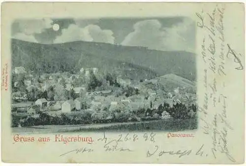 AK 1898 Thüringen Gruss aus Elgersburg Panorama Nachtbild    (0942