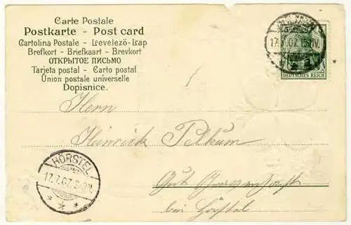AK 1907 Glückwunsch Namenstag Goldprägedruck   (2827