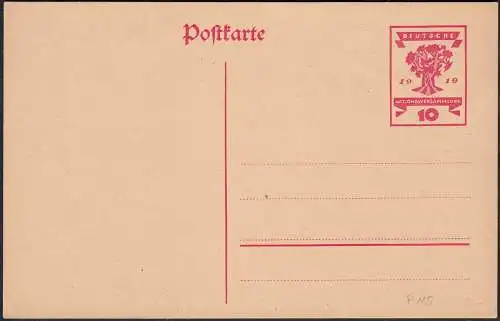 DEUTSCHES REICH 10 Pfennig Ganzsache P 115 ungebr. 1919 Nationalversammlung