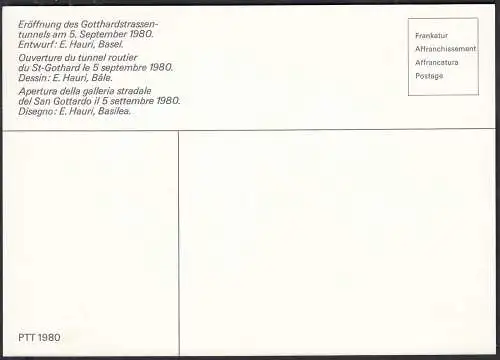 Schweiz - Switzerland Maximumkarte Eröffnung St. Gotthard Tunnel 1980   (32714