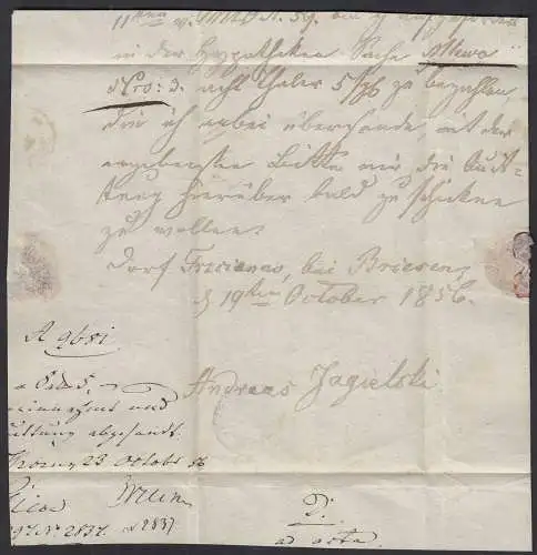 BRIESEN K1 alter Brief 1856 mit Taxierungen  nach THORN mit Inhalt    (32134
