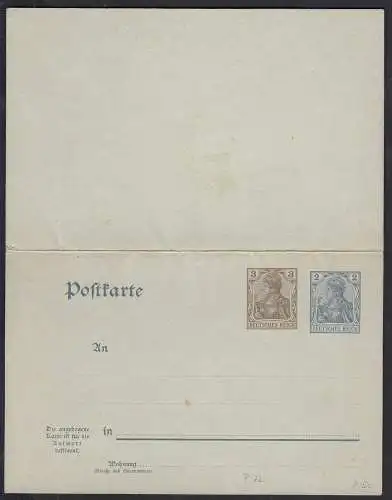 Deutsches Reich Antwortkarte Ganzsache  P 72 ungebr. 1906   (32717