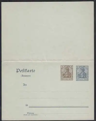 Deutsches Reich Antwortkarte Ganzsache  P 72 ungebr. 1906   (32717