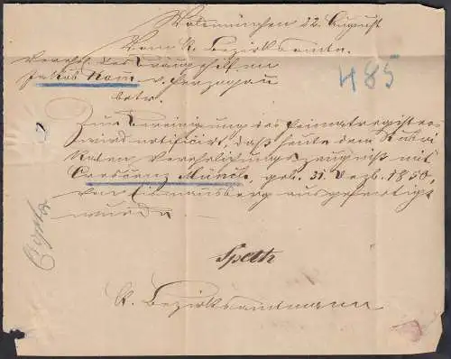 1850 Bayern WALDMÜNCHEN Brief mit Inhalt nach HERZOGAU    (32730