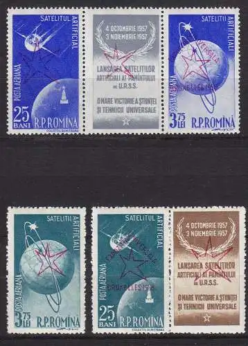 Rumänien - Romania 1957 Mi. 1677-80 WELTRAUM SATELLIT ** MNH    (c158