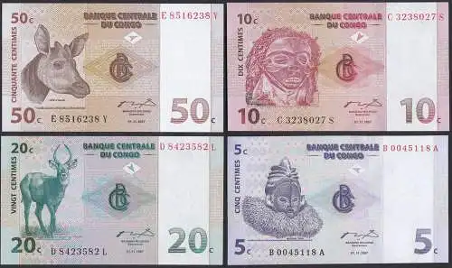 Kongo - Congo 4 verschiedene Banknoten 1997 UNC   (20734