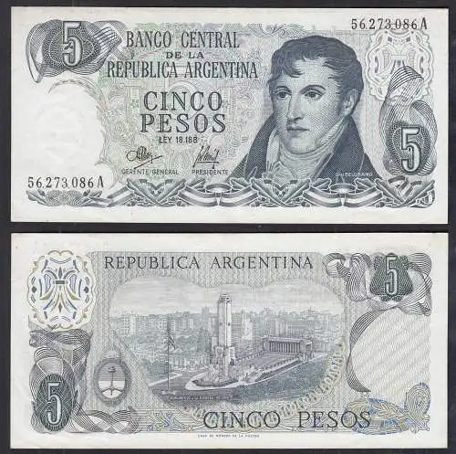 Argentinien - Argentina 5 Pesos 1971-73 Pick 88 VF (3) Serie A    (32774