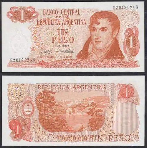Argentinien - Argentina 1 Pesos 1970-73 Pick 287 UNC (1) Serie B  (32772