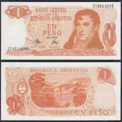 Argentinien - Argentina 1 Pesos 1970-73 Pick 287 UNC (1) Serie D  (32765