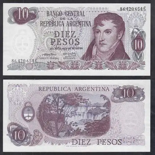 Argentinien - Argentina 10 Pesos 1970-73 Pick 295 UNC (1) Serie C  (32757
