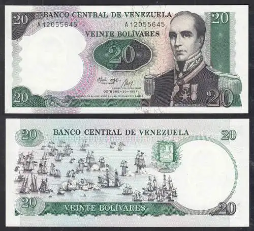Venezuela 20 Bolivares Banknote 1987 UNC (1) Pick 71   (32748