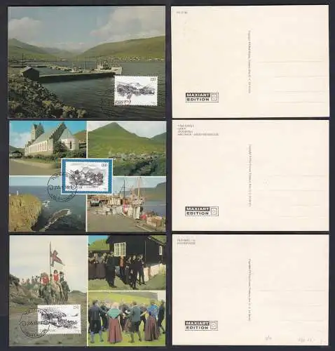 Färöer – Faroe Islands 1982 - 3 Stück Maximum Karten   (32558