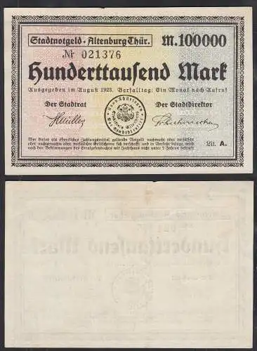 Altenburg Hunderttausend Mark 1923 Stadtnotgeld   (32803