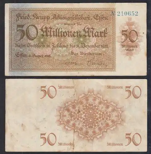 50 Millionen Mark 1923 Notgeld Gutschein Krupp Essen   (32804