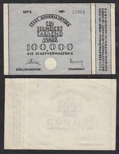 Kaiserslautern Stadt 100.000 Mark 1923 Notgeld   (32806