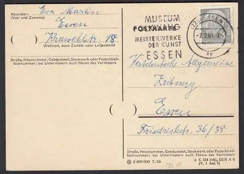 BRD BUNDESREPUBLIK Bund Mi. 182 Einzelfrankatur 8 Pfennig Heuss gelaufen 1961
